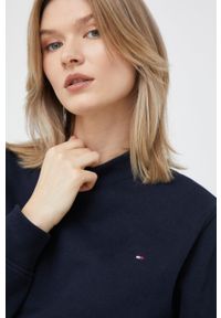 TOMMY HILFIGER - Tommy Hilfiger bluza damska kolor granatowy gładka. Kolor: niebieski. Materiał: bawełna. Wzór: gładki #5