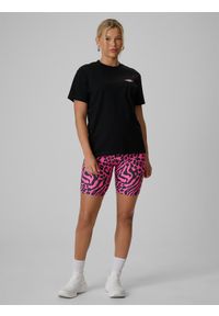 4f - 4F Legginsy kolarki dzianinowe damskie - różowe L. Kolor: różowy. Materiał: dzianina. Długość: długie. Wzór: nadruk. Sezon: lato #1
