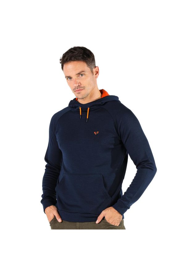 WOOLONA - Scout - bluza termiczna z kapturem 100% wełna merino (260 g/m²). Typ kołnierza: kaptur. Kolor: niebieski. Materiał: wełna. Sport: turystyka piesza