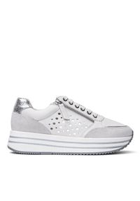 Geox - Sneakersy damskie białe GEOX D Kency WHT. Kolor: biały. Materiał: materiał. Sport: bieganie #6