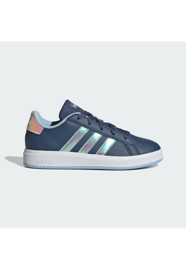 Adidas - Buty Grand Court Lifestyle Lace Tennis. Kolor: niebieski, wielokolorowy, biały. Materiał: materiał. Sport: turystyka piesza