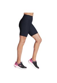 skechers - Spodenki sportowe damskie Go Flex Rib High Waisted 8 Inch Bike Short. Kolor: czarny. Materiał: nylon. Długość: krótkie