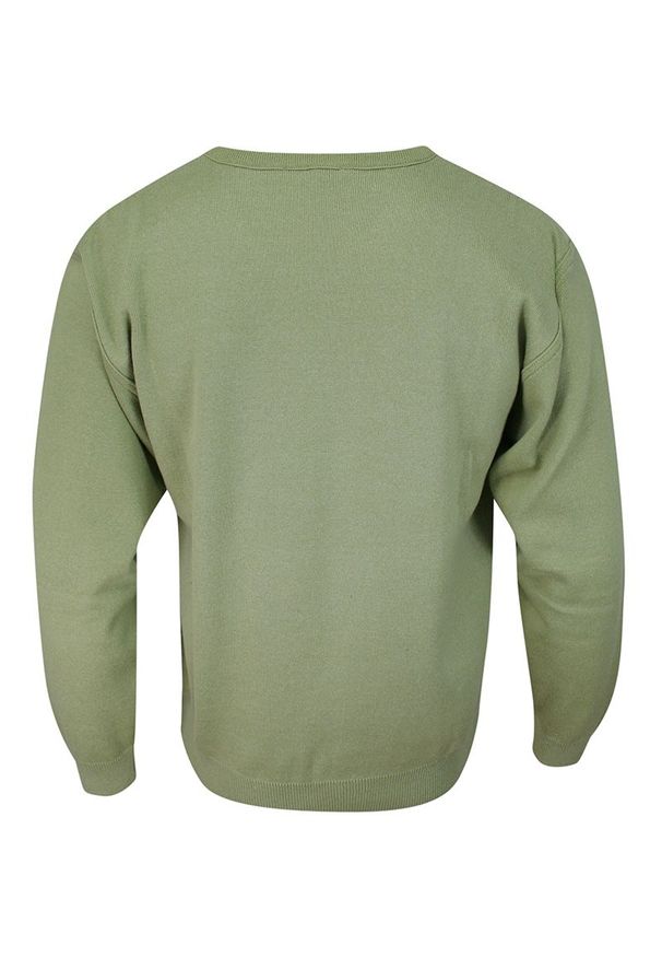 Kings - Sweter Męski, Jasny Zielony w Serek -KINGS- Dekolt V-Neck, Tłoczony Wzór, Klasyczny. Okazja: na co dzień, na spotkanie biznesowe, do pracy. Typ kołnierza: dekolt w serek. Kolor: zielony. Materiał: bawełna, akryl. Styl: klasyczny
