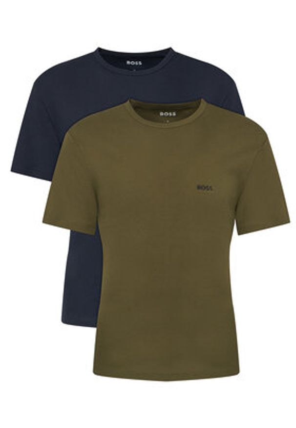 BOSS T-Shirt Rn 2P Rib 50563886 Niebieski Slim Fit. Kolor: niebieski. Materiał: bawełna
