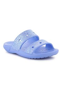 Klapki dla dzieci Crocs Classic Glitter Sandal Kids. Kolor: niebieski. Materiał: syntetyk, materiał