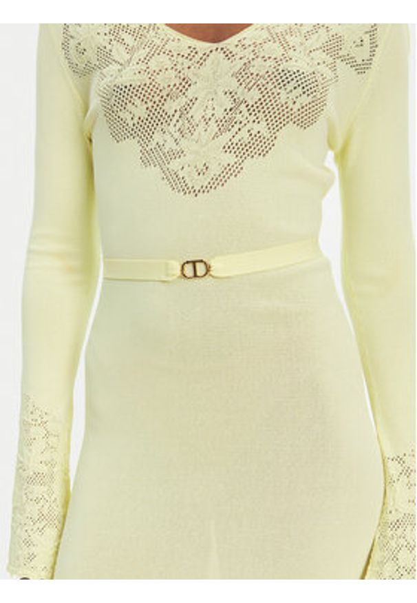 TwinSet - TWINSET Sukienka dzianinowa 251TP3240 Beżowy Regular Fit. Kolor: beżowy. Materiał: syntetyk