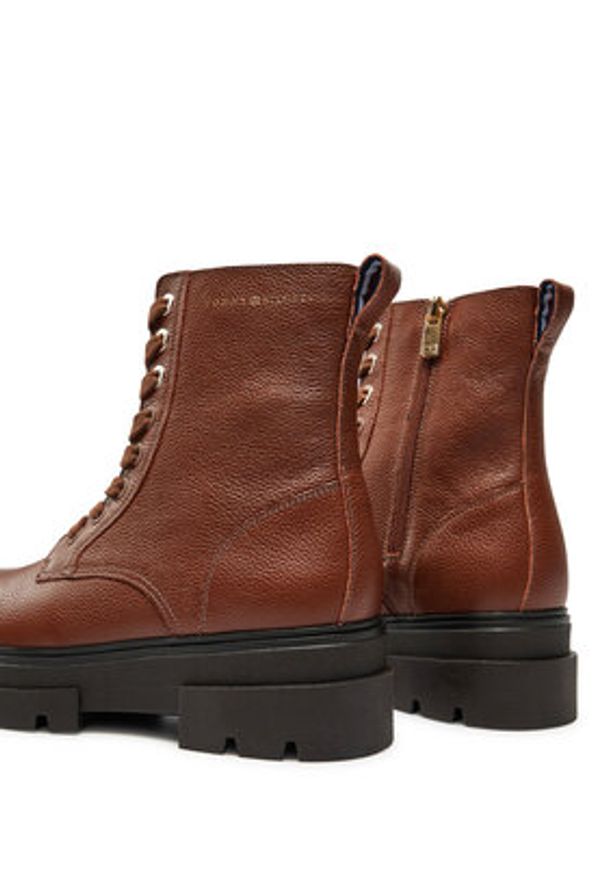 TOMMY HILFIGER - Tommy Hilfiger Trzewiki Bicolor Leather Lace-Up FW0FW08160 Brązowy. Kolor: brązowy. Materiał: skóra