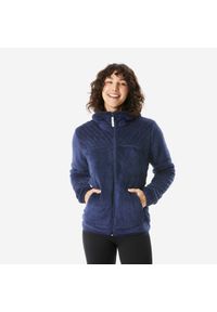 quechua - Polar turystyczny damski Quechua SH500 Warm. Kolor: niebieski. Materiał: poliester, materiał. Długość: długie. Wzór: motyw zwierzęcy #1