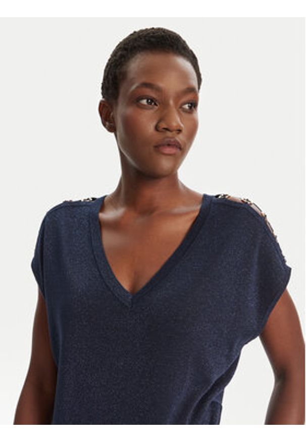 Morgan Bluzka 242-MRING Granatowy Relaxed Fit. Kolor: niebieski. Materiał: wiskoza