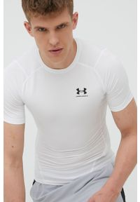 Under Armour t-shirt treningowy 1361518 kolor biały 1361518-410. Kolor: biały. Materiał: skóra, materiał. Długość rękawa: raglanowy rękaw. Wzór: gładki #6