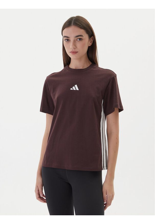Adidas - adidas T-Shirt Essentials 3-Stripes JX7621 Brązowy Regular Fit. Kolor: brązowy. Materiał: bawełna
