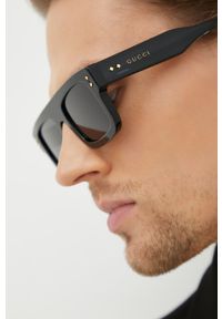 Gucci okulary przeciwsłoneczne męskie kolor czarny. Kształt: prostokątne. Kolor: czarny #3