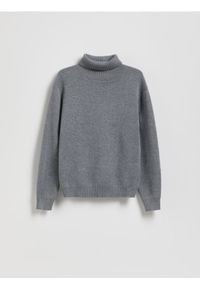 Reserved - Klasyczny golf - ciemnoszary. Typ kołnierza: golf. Kolor: szary. Materiał: wiskoza, dzianina. Styl: klasyczny