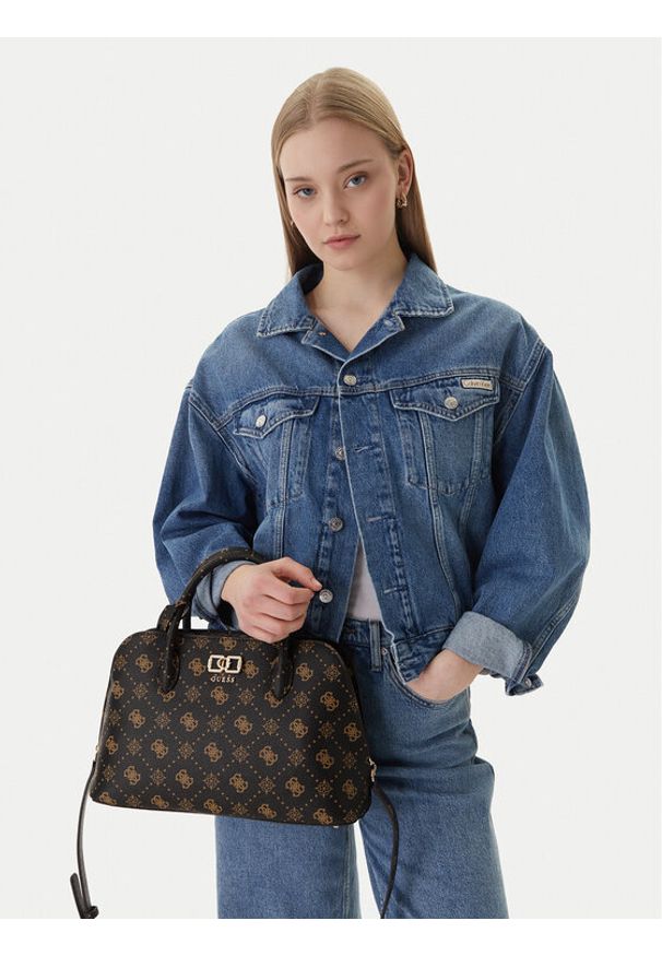 Guess Torebka Emelie Logo HWGP99 28060 Brązowy. Kolor: brązowy. Materiał: skórzane