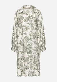 Born2be - Zielona Wiskozowa Sukienka Koszulowa w Kwiaty Varvesa. Okazja: na co dzień. Typ kołnierza: kołnierzyk klasyczny. Kolor: zielony. Materiał: wiskoza. Długość rękawa: długi rękaw. Wzór: kwiaty. Typ sukienki: koszulowe. Styl: klasyczny, casual, elegancki #4