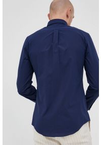 Polo Ralph Lauren koszula męska kolor granatowy slim z kołnierzykiem button-down. Typ kołnierza: button down, polo. Kolor: niebieski. Wzór: aplikacja
