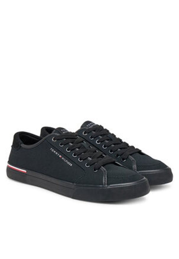 TOMMY HILFIGER - Tommy Hilfiger Tenisówki Core Corporate Vulc Canvas FM0FM05398 Czarny. Kolor: czarny. Materiał: materiał