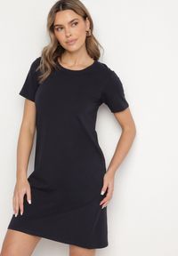 Born2be - Granatowa Bawełniana Sukienka o Kroju Typu T-shirt Nilisea. Kolor: niebieski. Materiał: bawełna