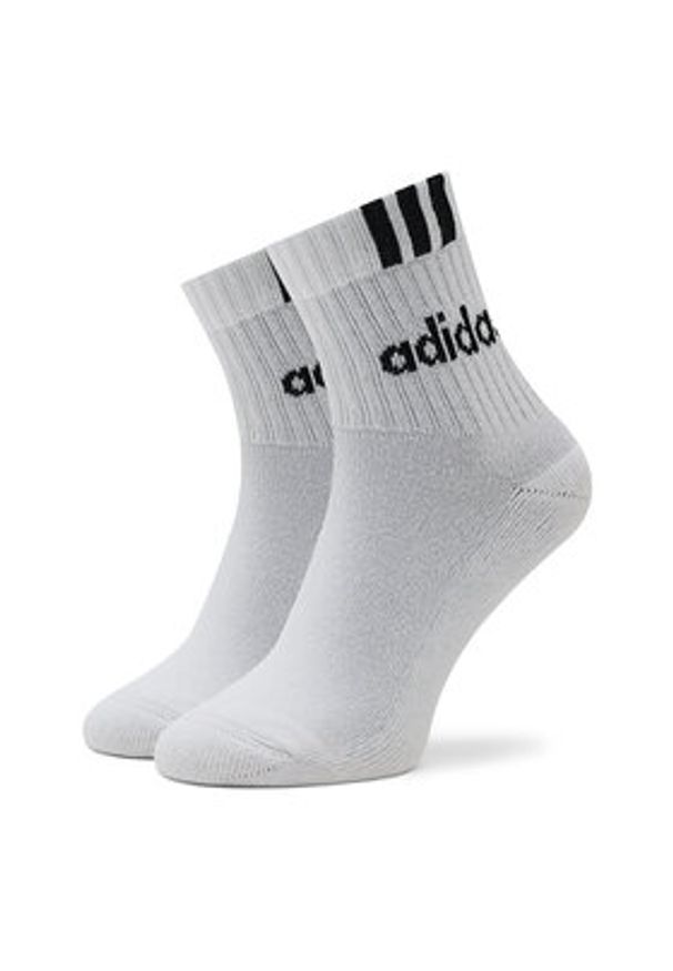 Adidas - adidas Skarpety długie 3-Stripes Linear Half-Crew Cushioned Socks 3 Pairs HT3437 Biały. Kolor: biały. Materiał: bawełna