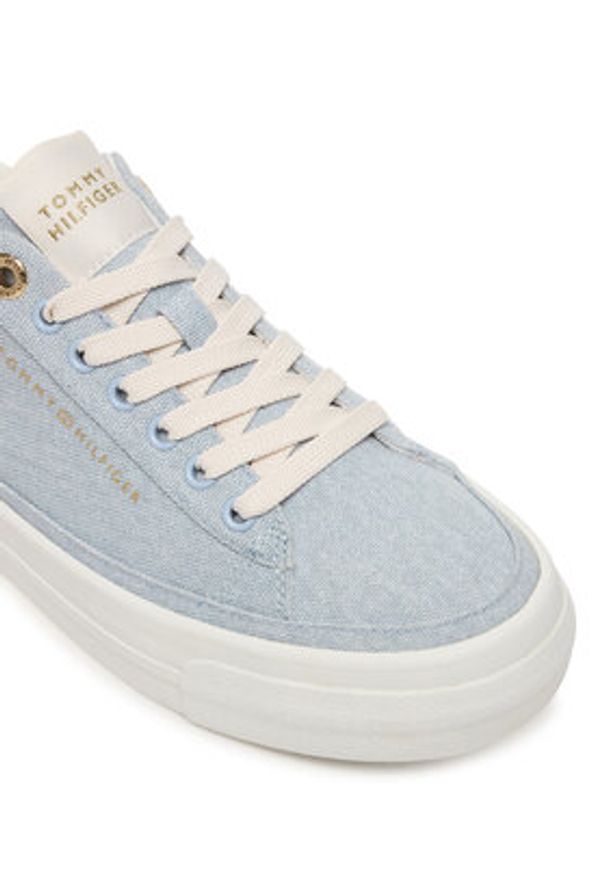 TOMMY HILFIGER - Tommy Hilfiger Sneakersy Th Foxing Platform Washed Canvas FW0FW09172 Błękitny. Kolor: niebieski. Materiał: materiał. Obcas: na platformie