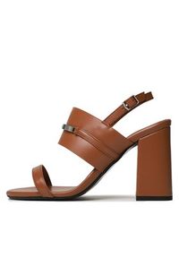 Calvin Klein Sandały Block Hl Sandal HW0HW01612 Brązowy. Kolor: brązowy. Materiał: skóra