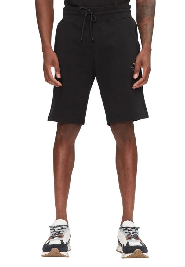 Aeronautica Militare - AERONAUTICA MILITARE Czarne męskie bawełniane szorty, Rozmiar XL. Okazja: na co dzień. Kolor: czarny. Materiał: bawełna. Styl: casual