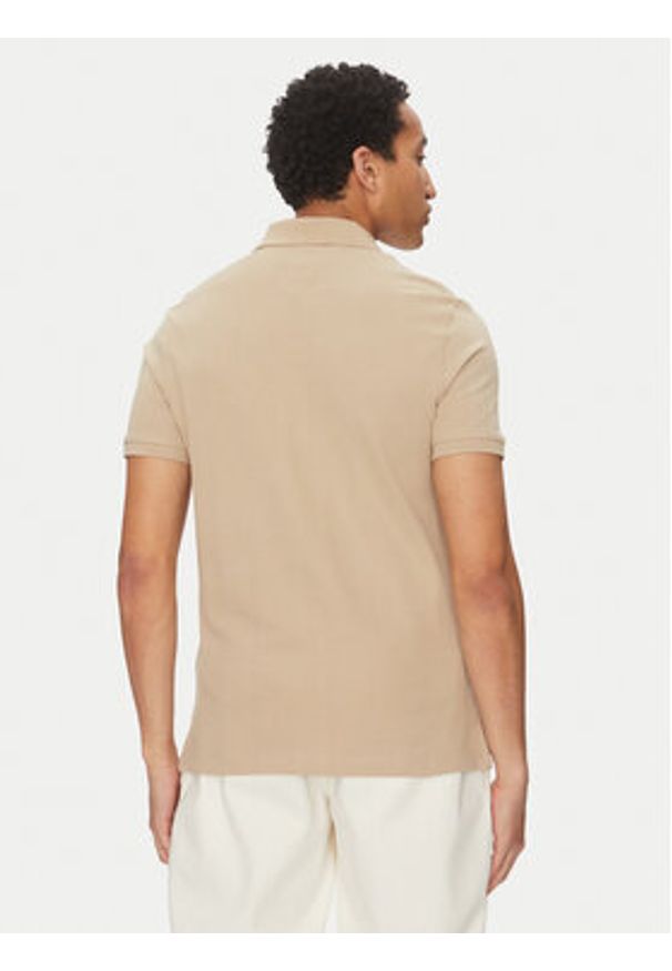 TOMMY HILFIGER - Tommy Hilfiger Polo Vertical MW0MW38951 Beżowy Regular Fit. Typ kołnierza: polo. Kolor: beżowy. Materiał: bawełna