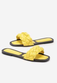 Born2be - Żółte Klapki Nealie. Nosek buta: otwarty. Kolor: żółty. Sezon: lato. Obcas: na obcasie #4