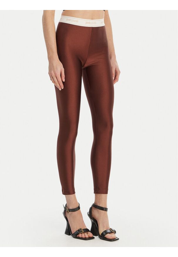 Just Cavalli Legginsy 80PAC100 J0108 Brązowy Skinny Fit. Kolor: brązowy. Materiał: syntetyk