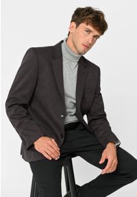 Volcano - Jednorzędowa marynarka JB-RIZE. Okazja: na co dzień, do pracy, na spotkanie biznesowe. Materiał: dzianina, tkanina. Wzór: ze splotem. Styl: biznesowy, klasyczny, casual #1