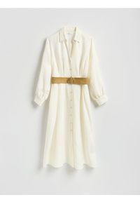 Reserved - Sukienka z lnem - biały. Kolor: biały. Materiał: len #1