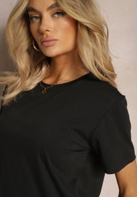 Renee - Czarna Koszulka z Bawełny o Fasonie T-shirt Lormarka. Okazja: na co dzień. Kolor: czarny. Materiał: bawełna. Styl: casual, klasyczny #5