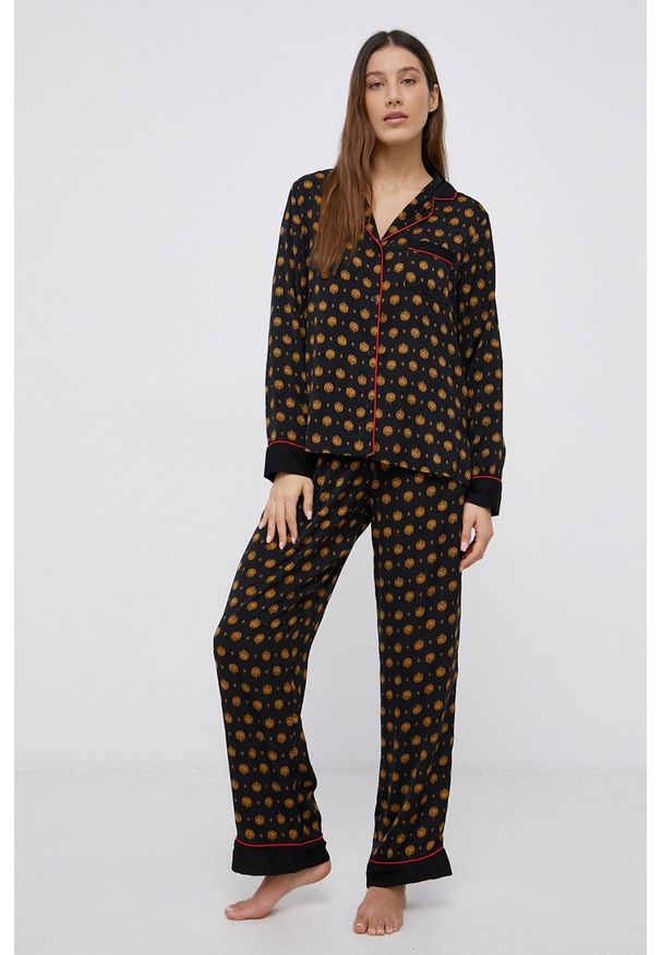 DKNY - Dkny - Piżama. Kolor: czarny. Materiał: tkanina