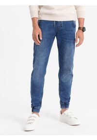 Ombre Clothing - Spodnie męskie jeansowe joggery - jasnoniebieskie OM-PADJ-0106 - XXL. Kolor: niebieski. Materiał: jeans #6