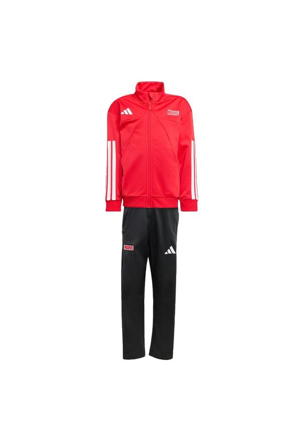 Adidas - Dres Marvel Spider-Man Tracksuit Kids. Kolor: biały, czerwony, wielokolorowy. Materiał: dresówka. Wzór: motyw z bajki