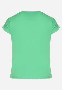 Born2be - Zielony T-shirt z Kolorowym Nadrukiem z Bawełny Mepitia. Okazja: na co dzień. Kolor: zielony. Materiał: bawełna. Wzór: kolorowy, nadruk. Styl: klasyczny, casual, elegancki #4