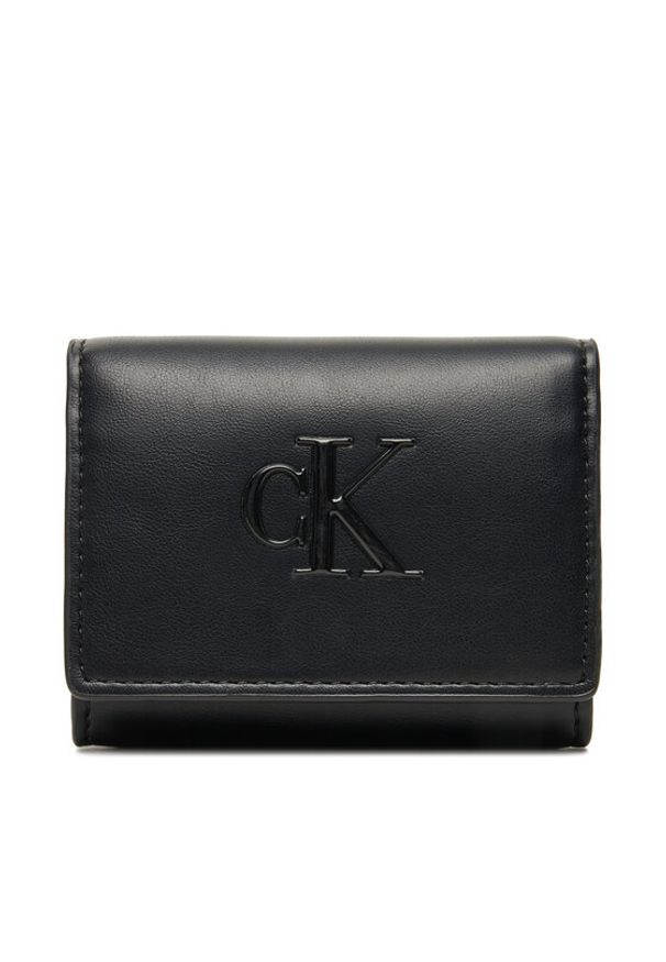 Calvin Klein Mały Portfel Damski Bold Ck Medium Bifold LV04F1047G Czarny. Kolor: czarny. Materiał: skóra