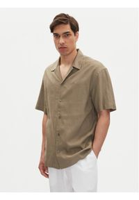 Emporio Armani Koszula EM000593 AF12356 U6189 Brązowy Regular Fit. Kolor: brązowy. Materiał: len