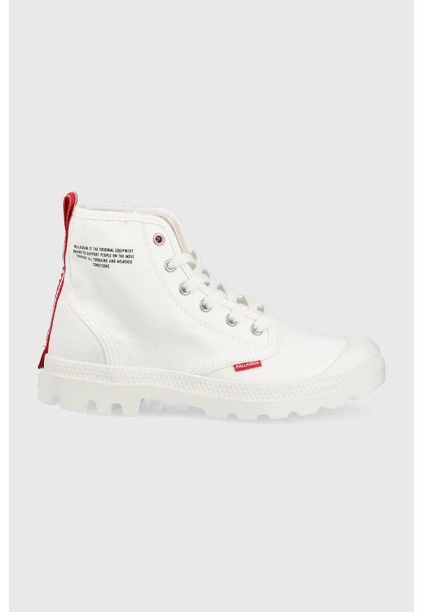 Palladium trampki Pampa Hi Dare kolor biały. Nosek buta: okrągły. Zapięcie: sznurówki. Kolor: biały. Materiał: guma