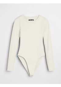 Sinsay - Body z długimi rękawami - kremowy. Kolor: kremowy. Długość rękawa: długi rękaw. Długość: długie