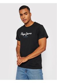Pepe Jeans T-Shirt Eggo PM508208 Czarny Regular Fit. Kolor: czarny. Materiał: bawełna