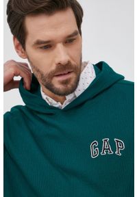 GAP Bluza męska kolor zielony z kapturem z aplikacją. Typ kołnierza: kaptur. Kolor: zielony. Materiał: materiał. Wzór: aplikacja #2