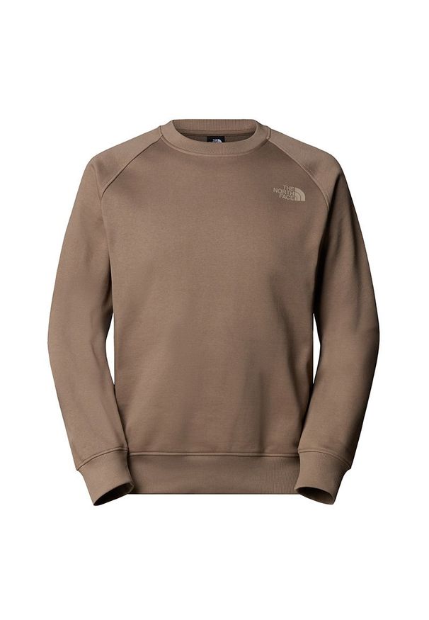 Bluza męska The North Face Raglan Box NS Crew 0A89FAE1Q1 - brązowa. Kolor: brązowy. Materiał: bawełna, poliester. Długość rękawa: raglanowy rękaw. Styl: elegancki. Sport: wspinaczka