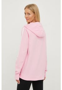 Adidas - adidas bluza damska kolor różowy z kapturem z nadrukiem. Okazja: na co dzień. Typ kołnierza: kaptur. Kolor: różowy. Materiał: materiał, dzianina. Wzór: nadruk. Styl: casual #3