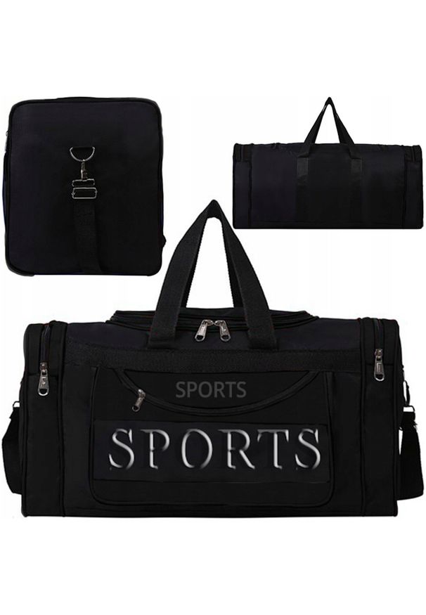 Retoo - Torba podróżna sportowa na ramię 3 kieszenie - czarna Torba podróżna sportowa na ramię 3 kieszenie - czarna. Kolor: czarny