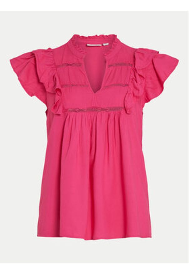 Vila Bluzka Visia 14097358 Różowy Regular Fit. Kolor: różowy. Materiał: wiskoza