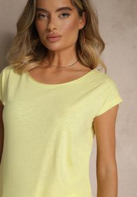Renee - Żółty Basicowy T-shirt z Bawełny Ralotea. Okazja: na co dzień. Kolor: żółty. Materiał: bawełna. Styl: klasyczny, casual