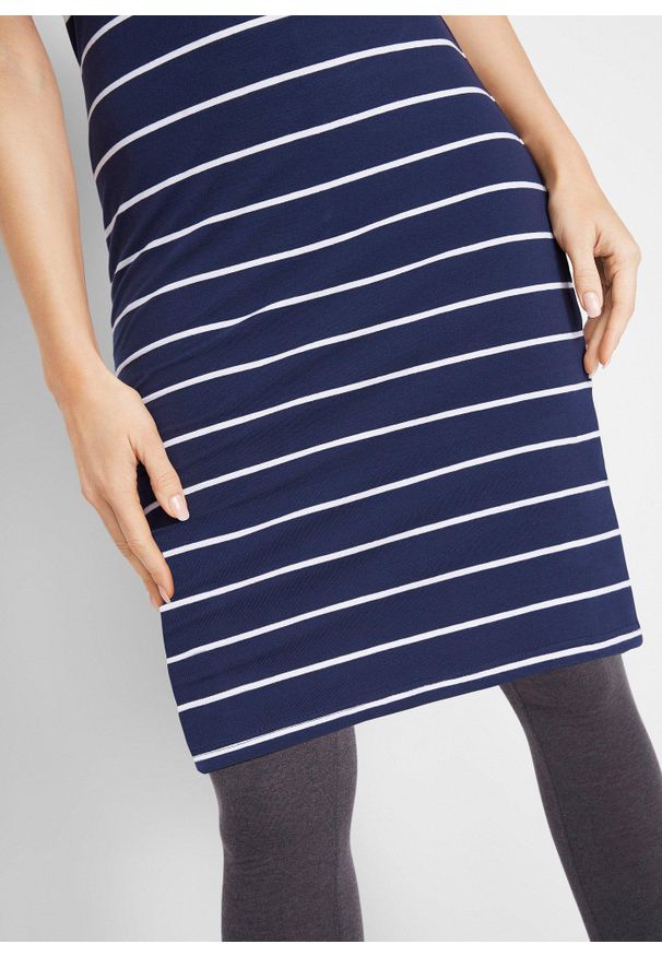 bonprix - Sukienka z dżerseju ze stretchem, krótki rękaw. Kolor: niebieski. Materiał: jersey. Długość rękawa: krótki rękaw