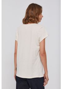 Mos Mosh T-shirt bawełniany kolor beżowy. Okazja: na co dzień. Kolor: beżowy. Materiał: bawełna. Wzór: nadruk. Styl: casual #3