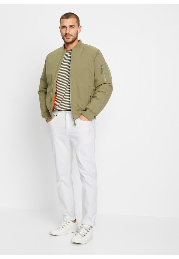 bonprix - Dżinsy ze stretchem Classic Fit Tapered. Stan: podwyższony. Kolor: biały